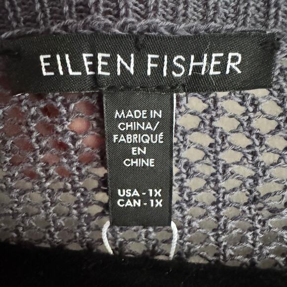 New Eileen Fisher Linen  Sweater Gray Open Stitch Pullover Long Sleeve Sz 1X - Picture 7 of 10